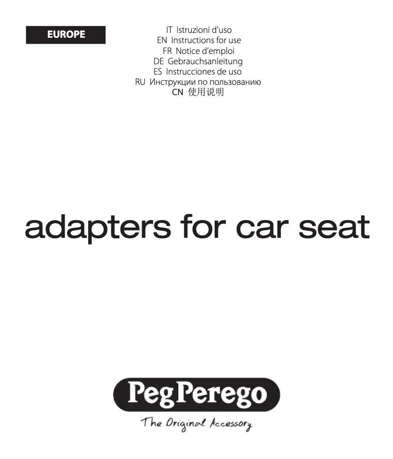 Image de la première page du manuel de l'appareil Adapters for Car Seat