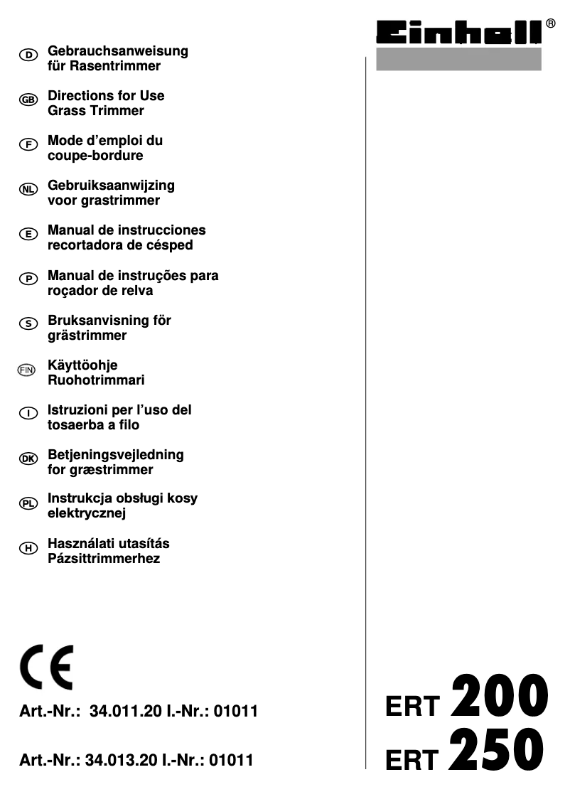 Image de la première page du manuel de l'appareil ERT 200