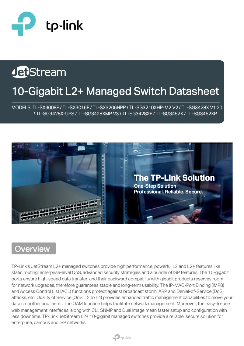 Page 1 de la notice Fiche technique TP-Link TL-SG3428X-UPS