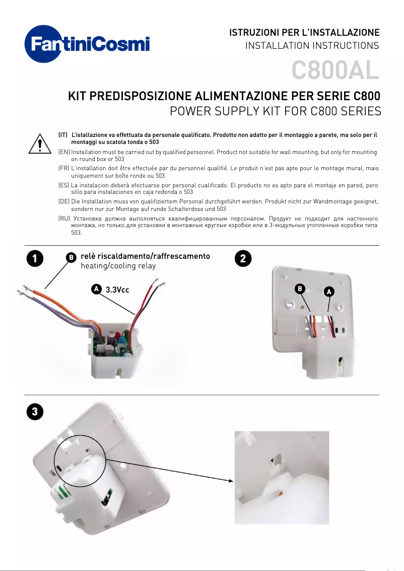 Page n°1 - Manuel utilisateur Fantini Cosmi C800AL