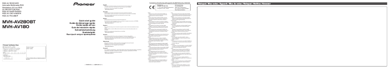 Page 1 de la notice Guide de démarrage rapide Pioneer MVH-AV280BT