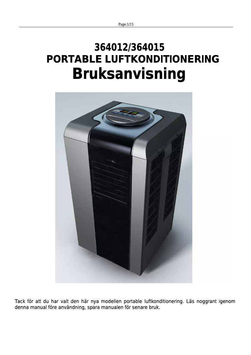 Image de la première page du manuel de l'appareil 364012