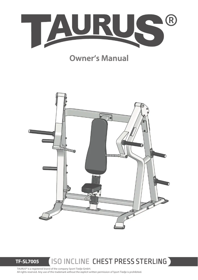 Page 1 de la notice Manuel utilisateur Taurus Iso Incline Chest Press Sterling