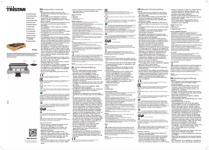 Page 1 de la notice Manuel utilisateur TriStar PD-8786