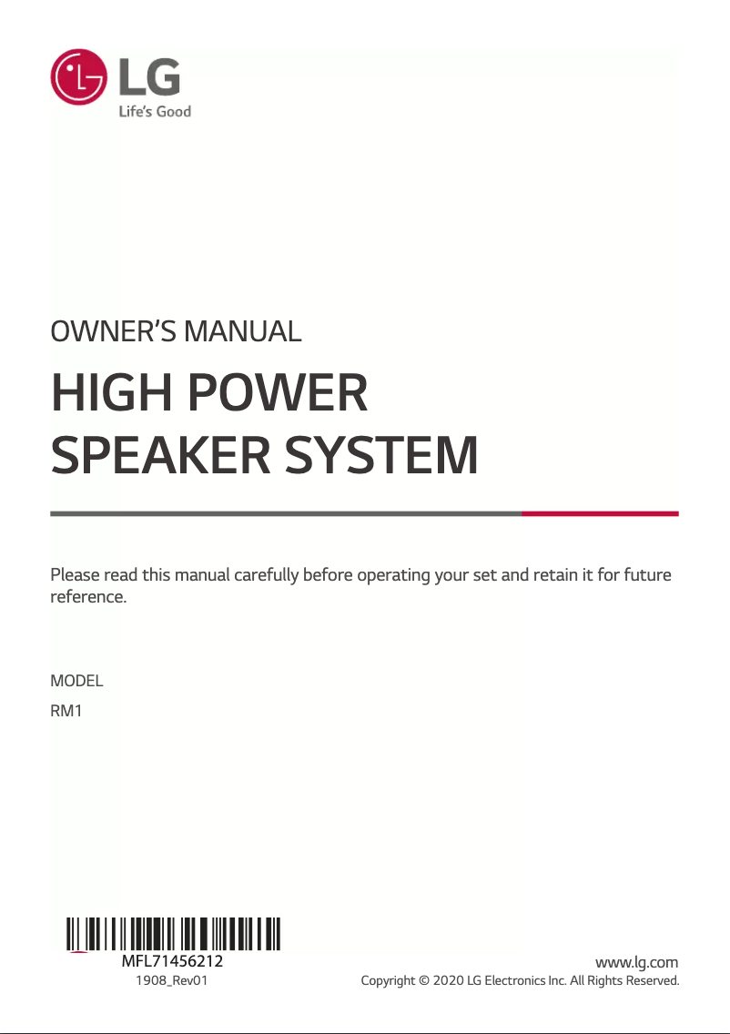 Page n°1 - Manuel utilisateur LG RM1