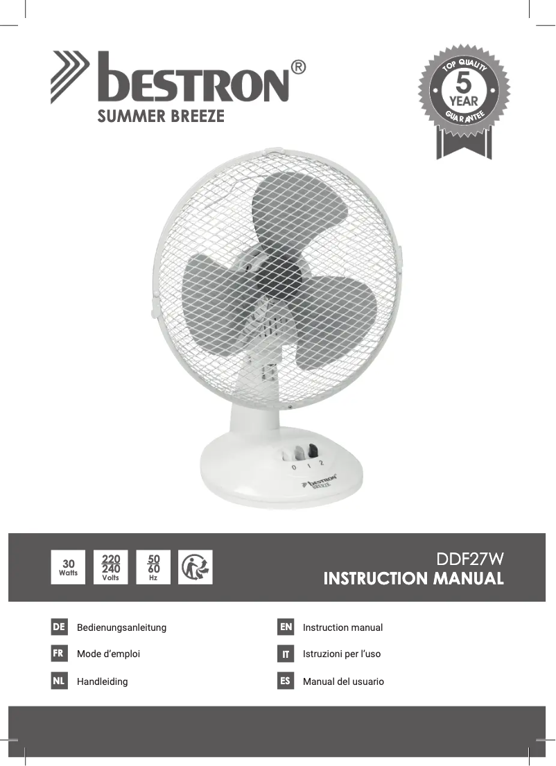 Page 1 de la notice Manuel utilisateur Bestron DDF27W