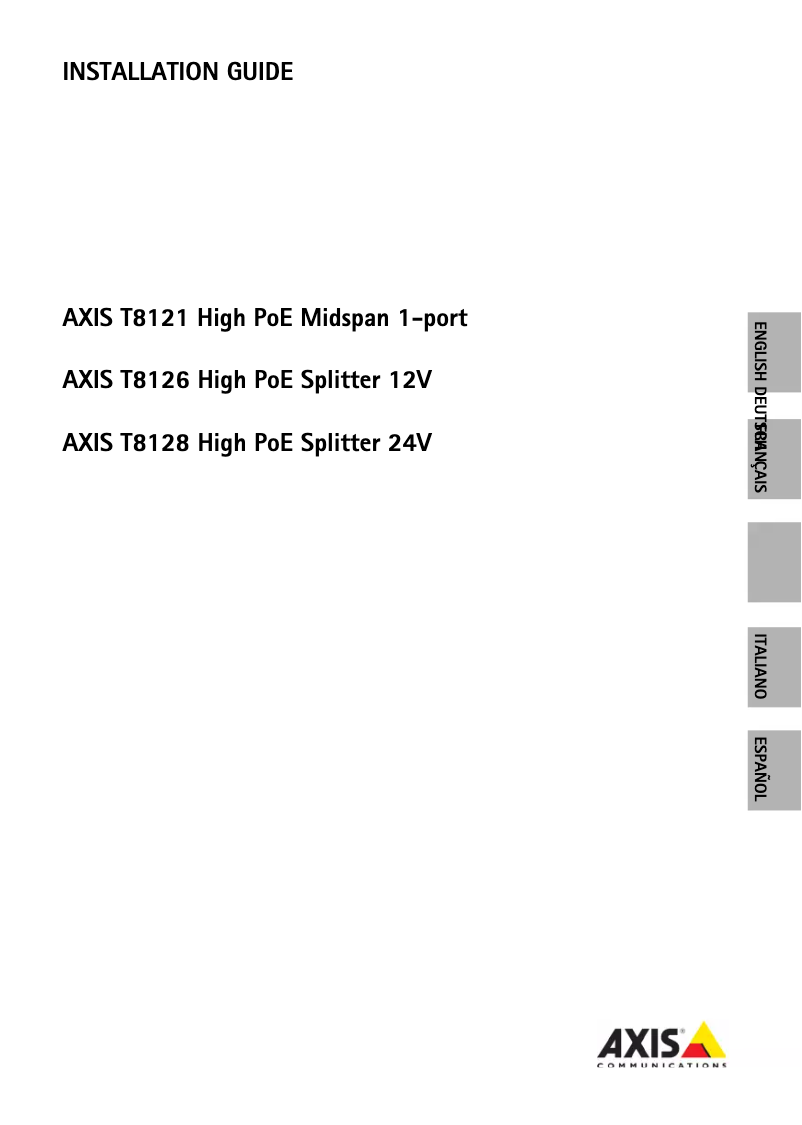 Page 1 de la notice Manuel utilisateur Axis T8121