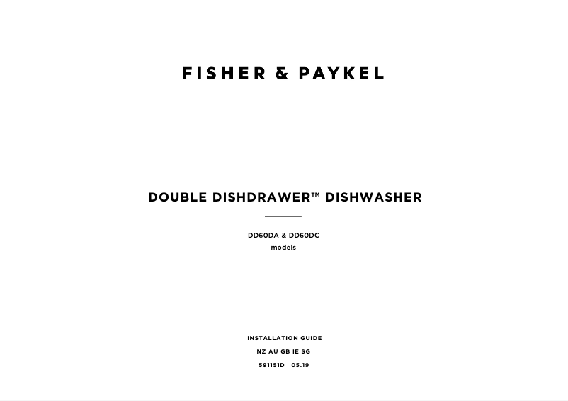 Page 1 de la notice Guide d'installation Fisher & Paykel DD60DAX9