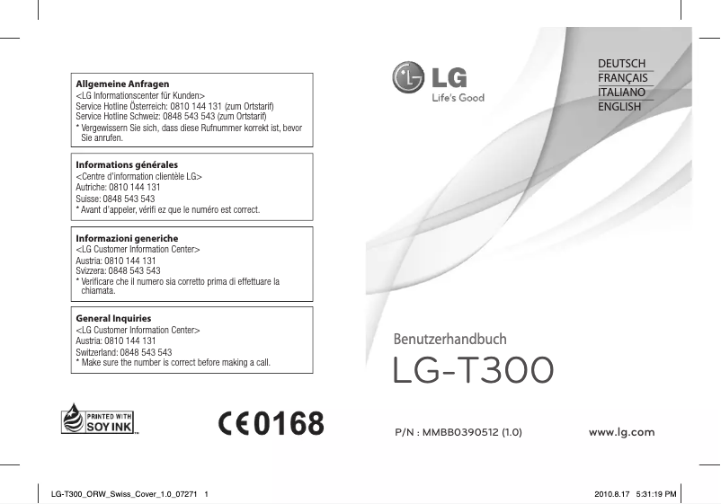 Page 1 de la notice Manuel utilisateur LG Cookie Lite T300