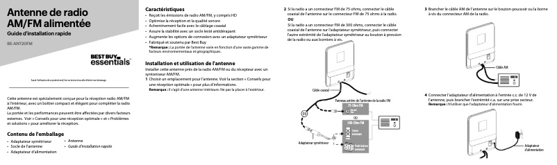 Image de la première page du manuel de l'appareil BE-ANT20FM