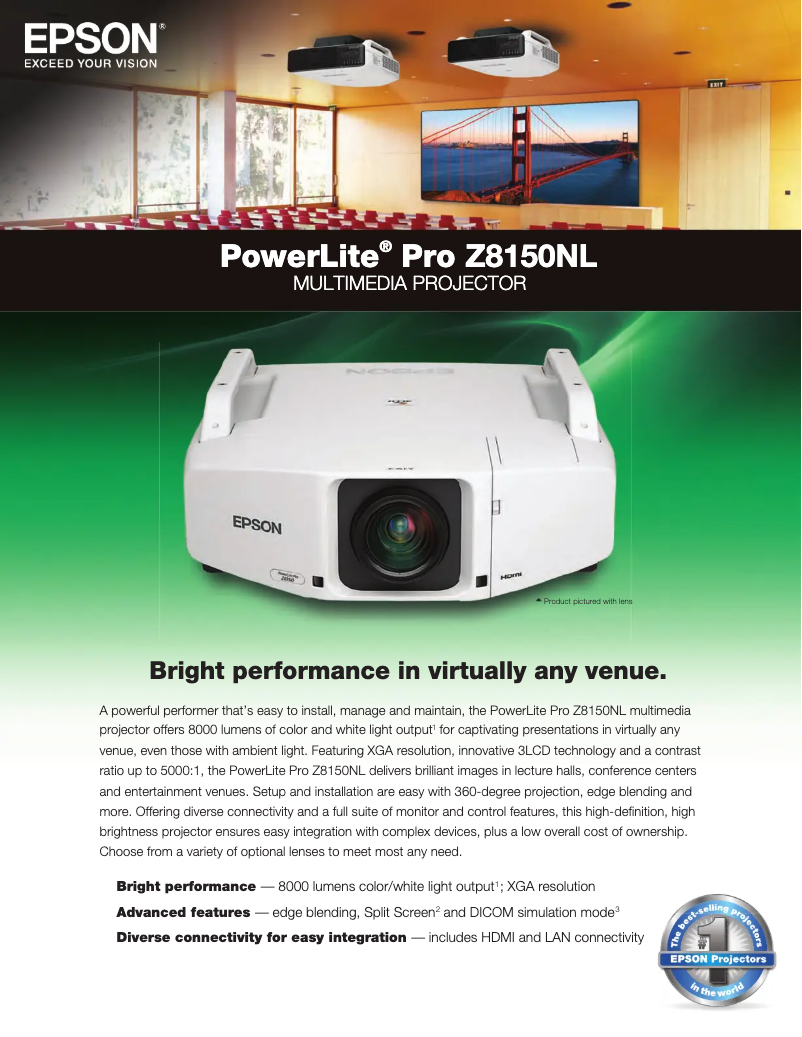 Page 1 de la notice Brochure Epson PowerLite Pro Z8150NL