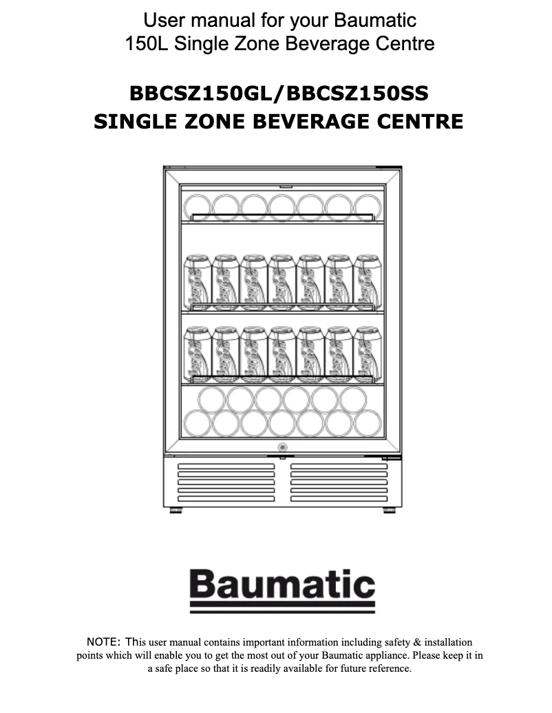 Page n°1 - Manuel utilisateur Baumatic BBCSZ150GL