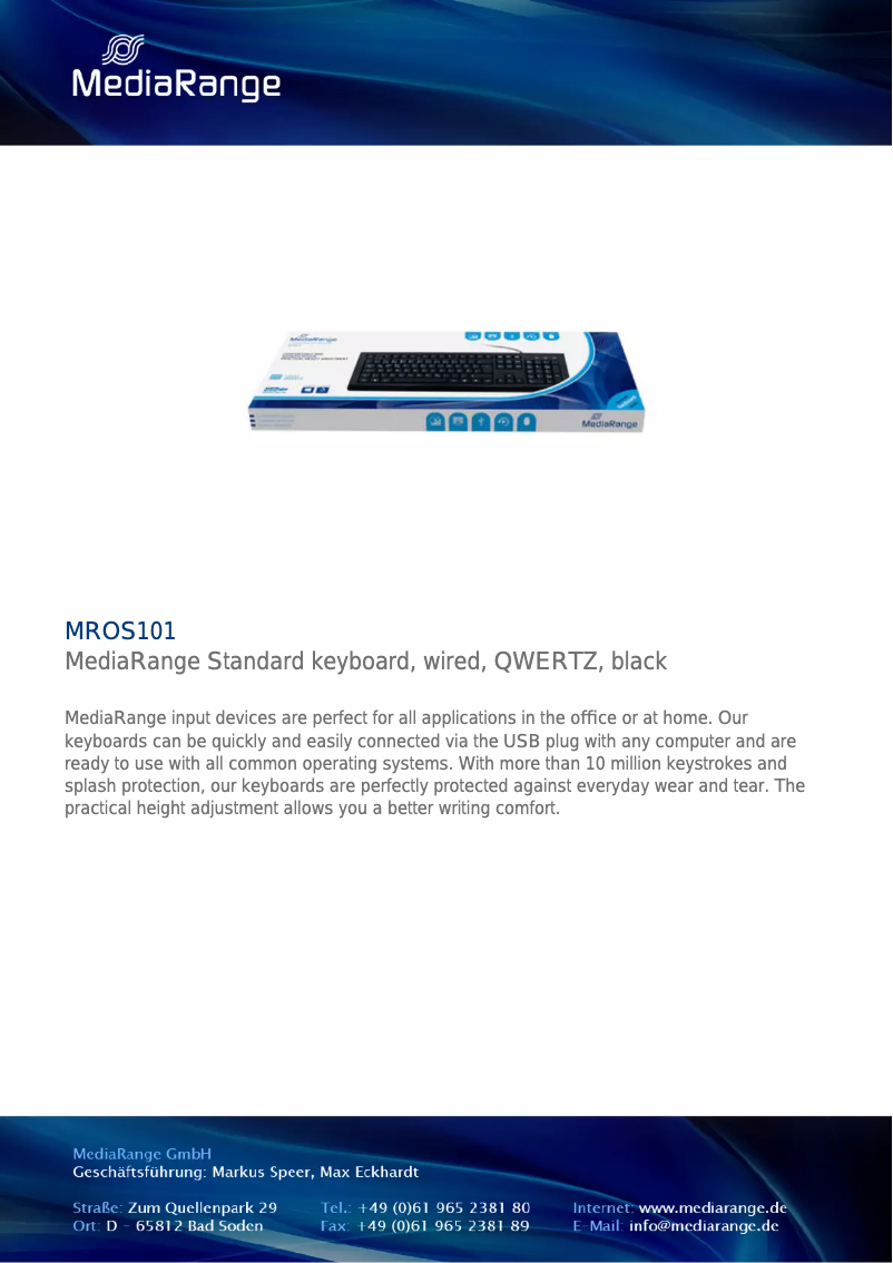 Page 1 of the manual User Manual MediaRange MROS101