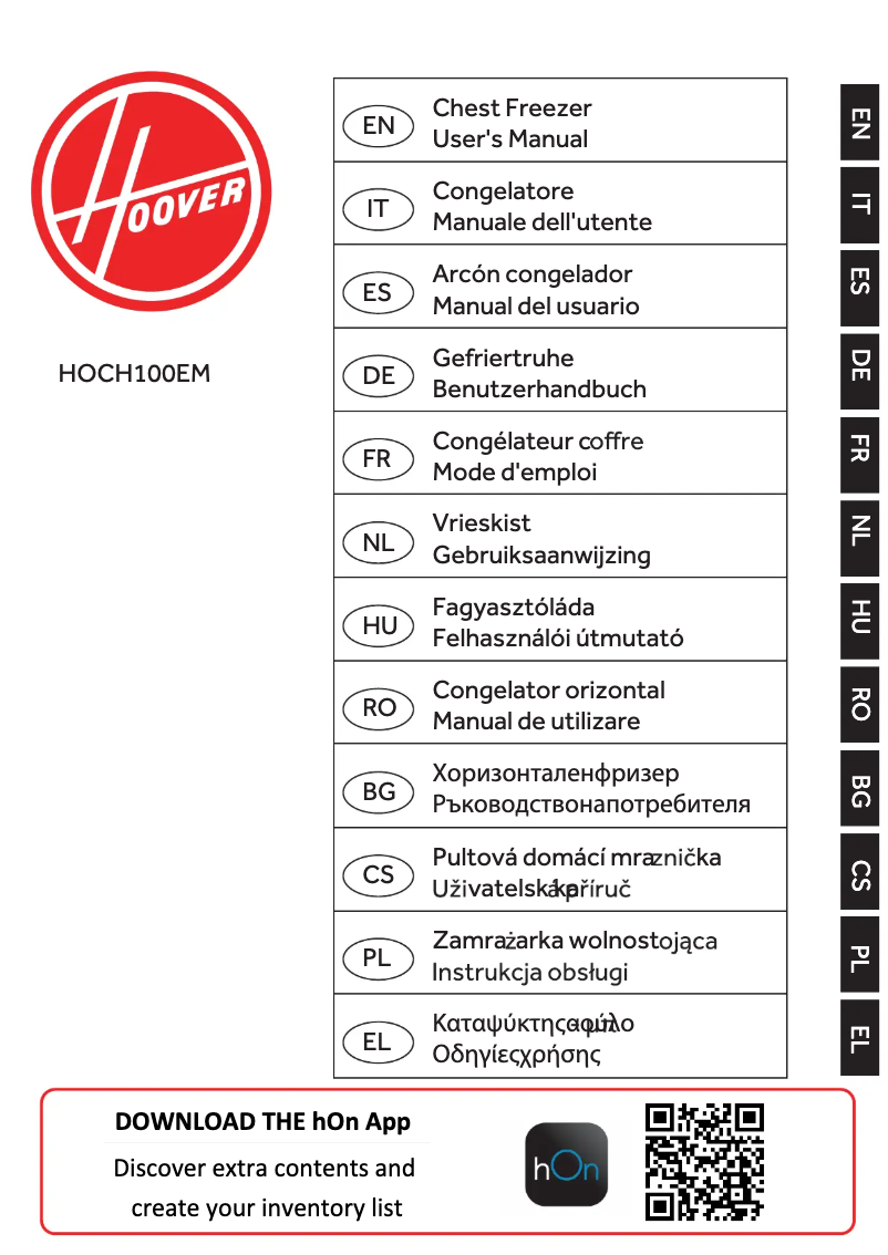 Page 1 de la notice Manuel utilisateur Hoover HOCH100EM