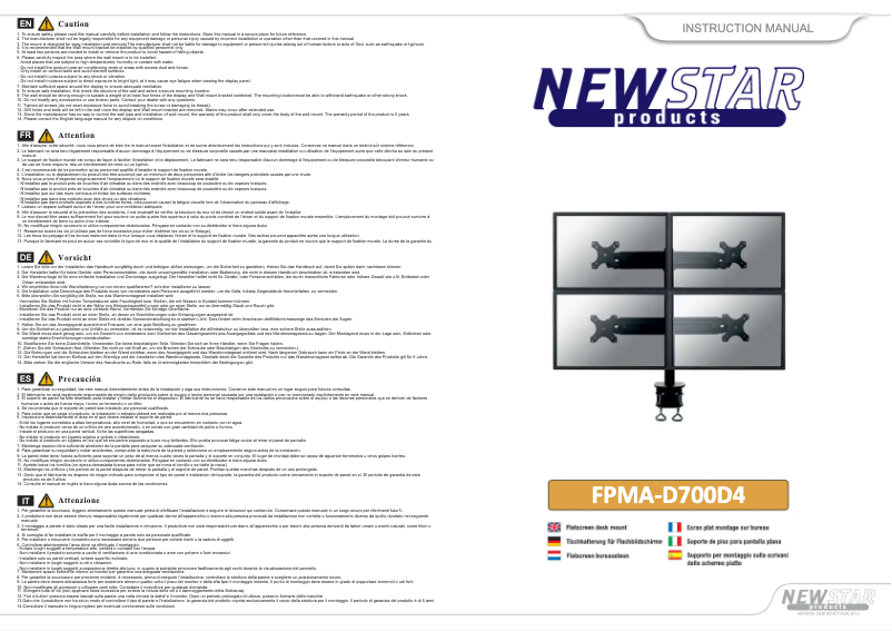 Page n°1 - Manuel utilisateur Newstar FPMA-D700D4