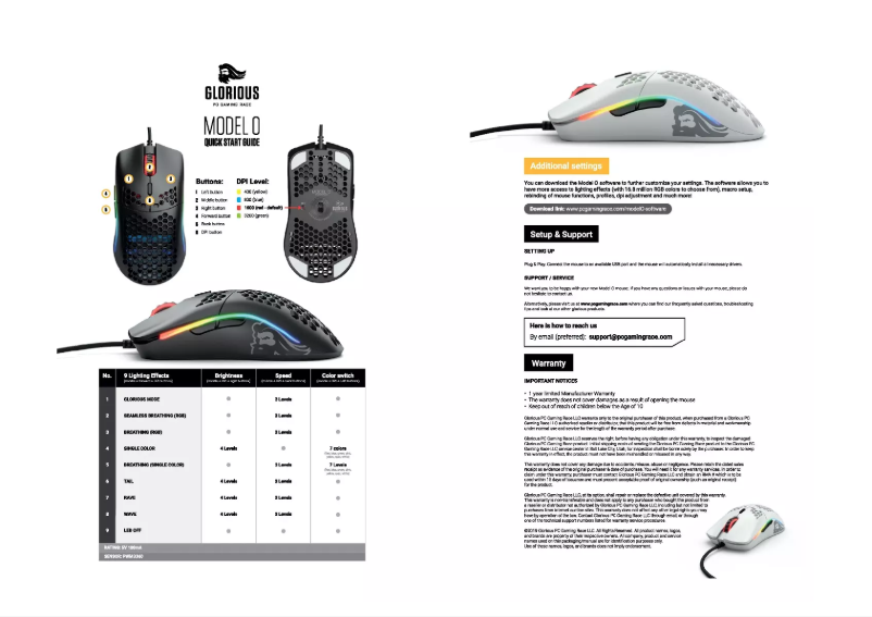 Page 1 de la notice Manuel utilisateur Glorious Model O