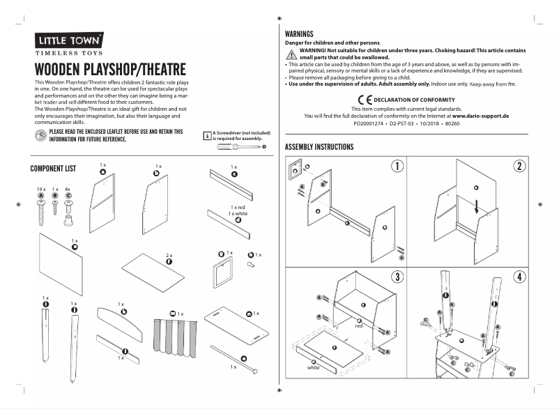 Page 1 de la notice Manuel utilisateur Little Town D2-PST-03