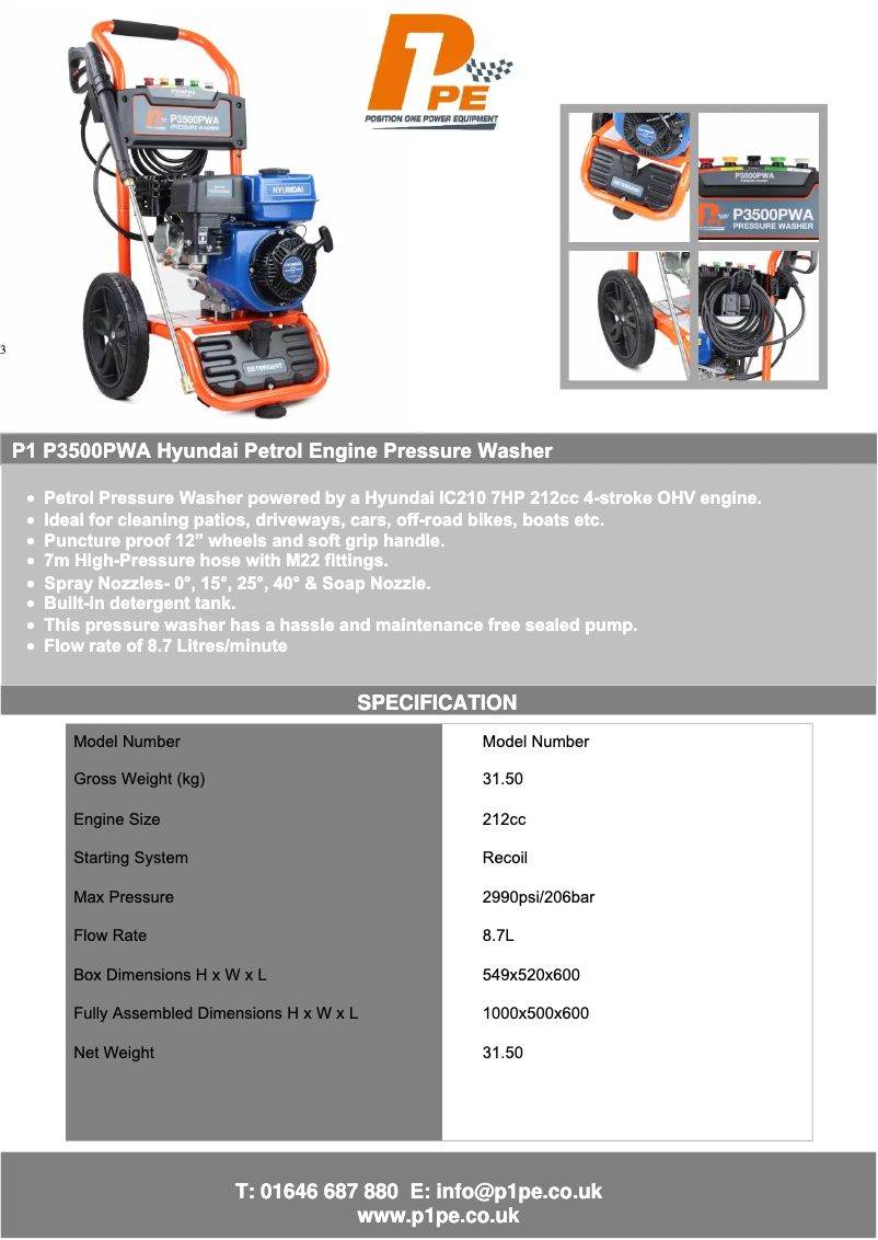 Page n°1 - Manuel utilisateur Hyundai P3500PWA