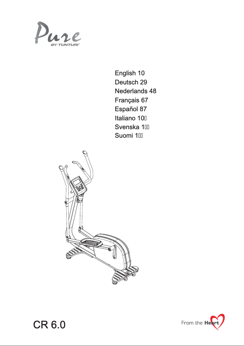 Page 1 de la notice Manuel utilisateur Tunturi Pure Cross R6.0