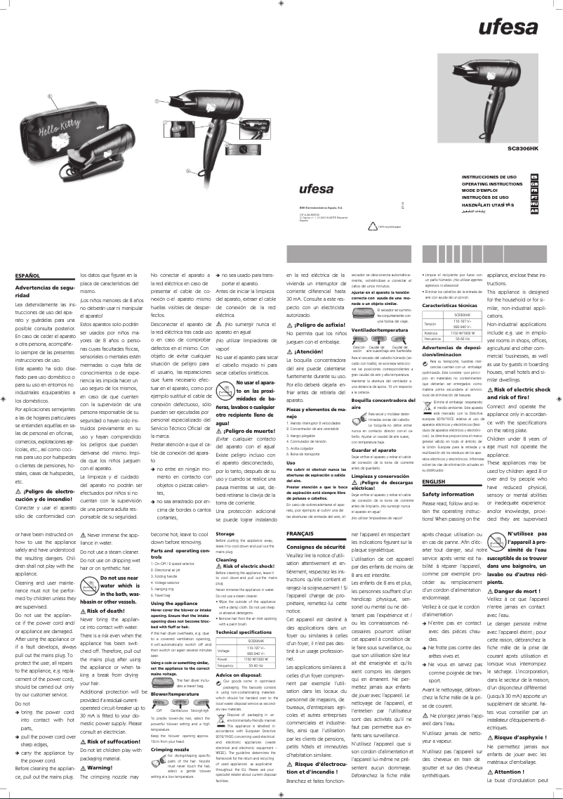 Page n°1 - Manuel utilisateur Ufesa SC8306HK