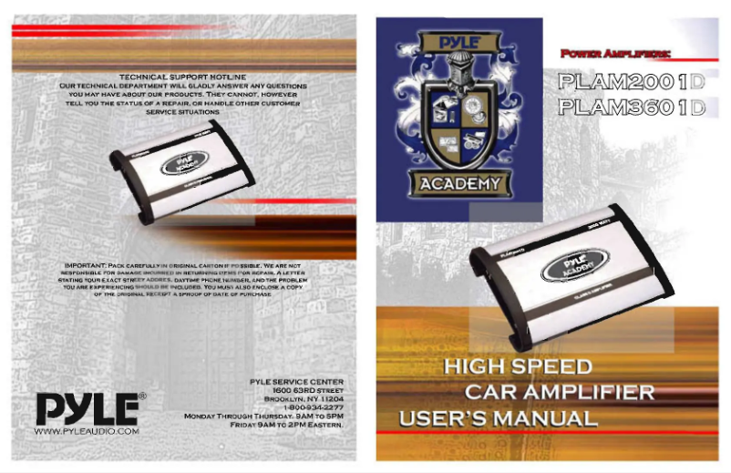 Page 1 de la notice Manuel utilisateur Pyle PLAM2001D