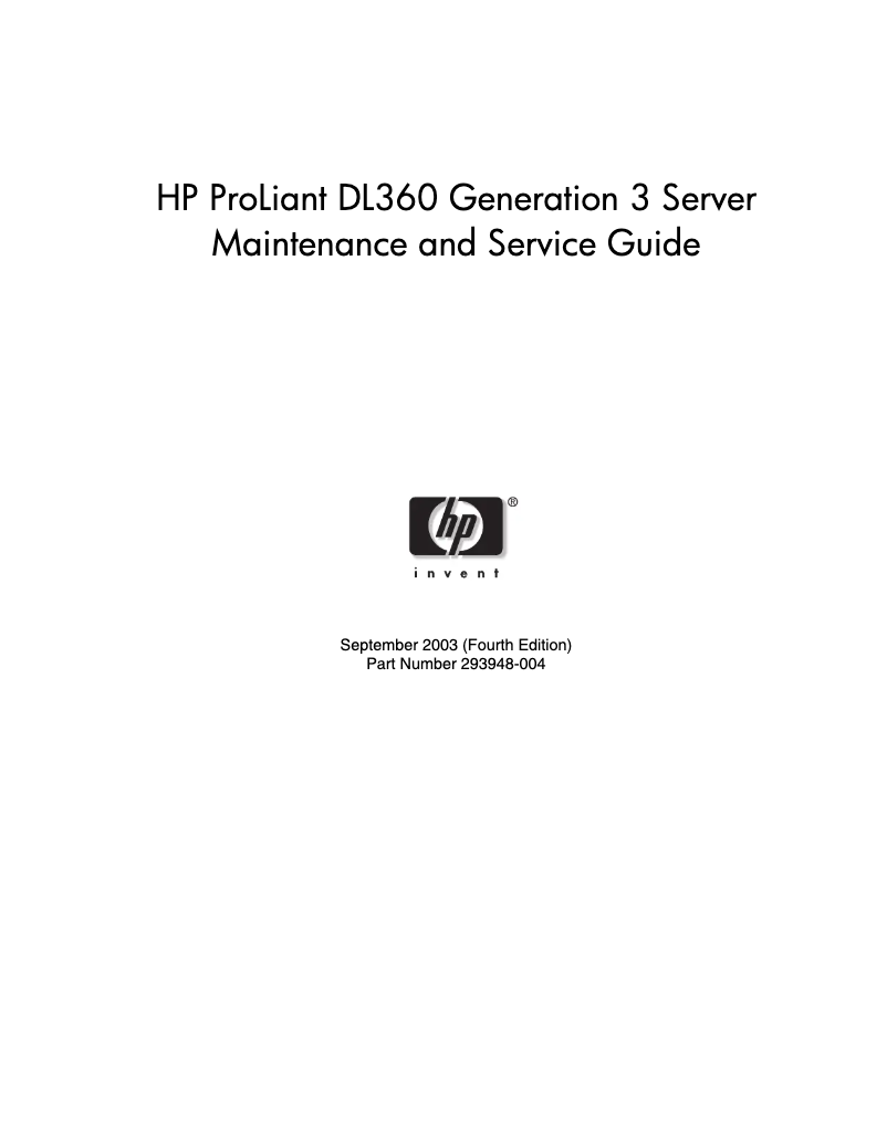 Imagen de la primera página del manual del dispositivo ProLiant DL360 G3