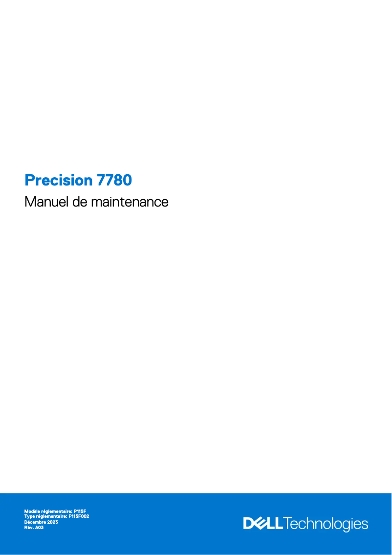 Page 1 de la notice Manuel d'utilisation et d'entretien Dell Precision 7780