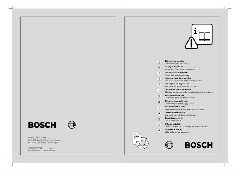 Page 1 of the manual User Manual Bosch 0 607 261 101