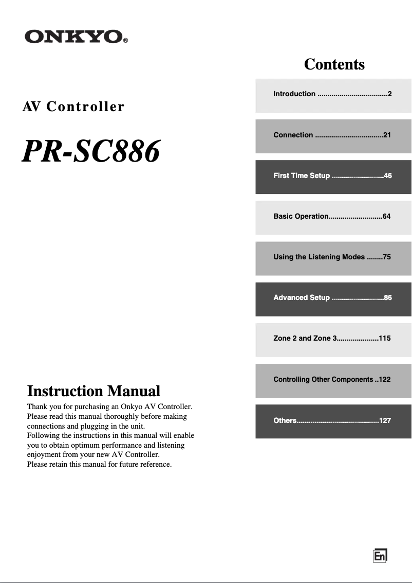 Image de la première page du manuel de l'appareil PR-SC886