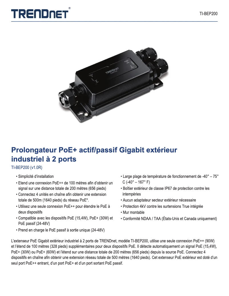 Image de la première page du manuel de l'appareil TI-BEP200