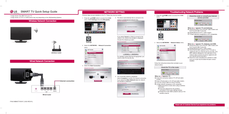 Page 1 de la notice Guide d'installation LG 42LM6710