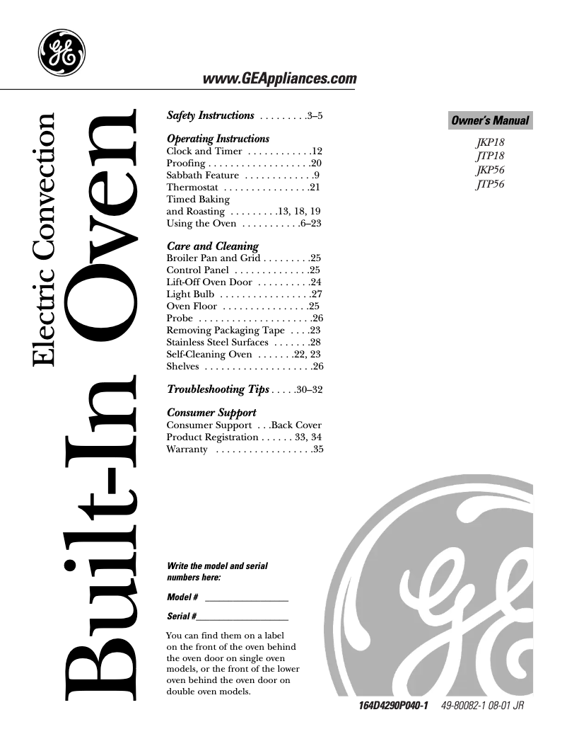 Imagen de la primera página del manual del dispositivo Profile JTP56CDCC