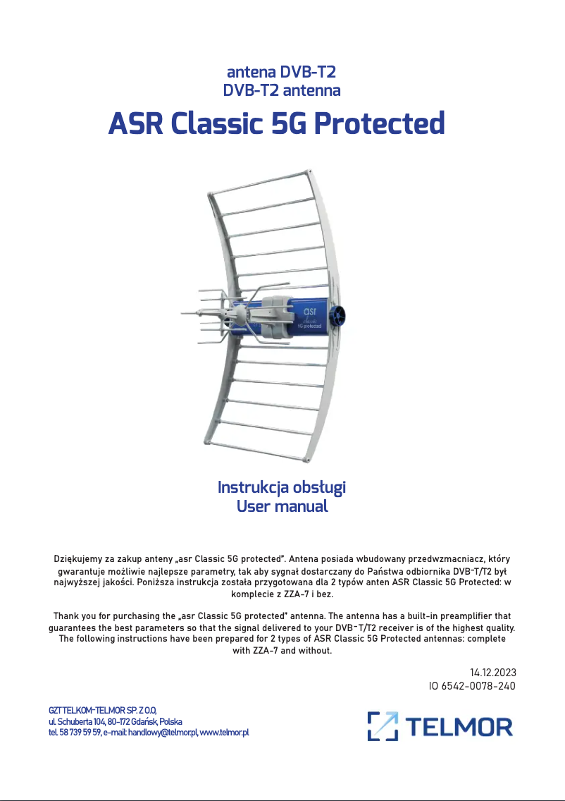 Image de la première page du manuel de l'appareil ASR Classic 5G Protected