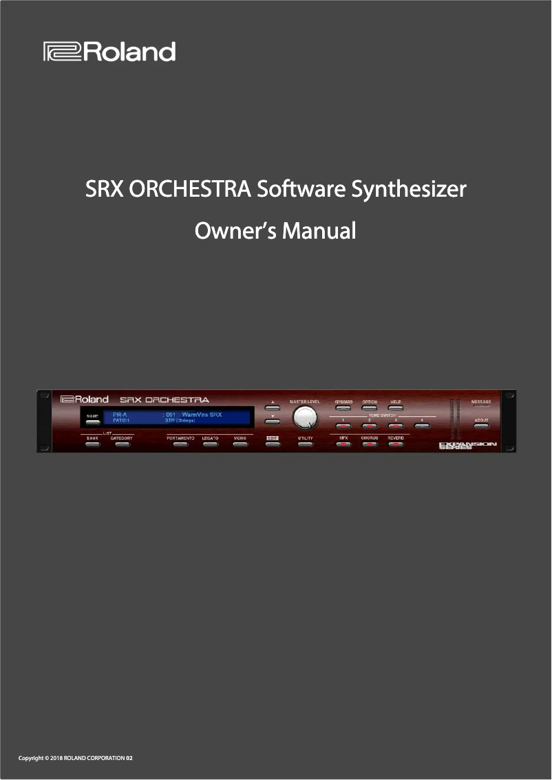 Page 1 de la notice Manuel utilisateur Roland SRX ORCHESTRA