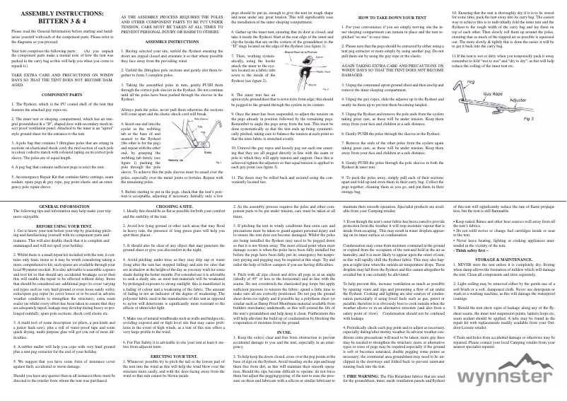 Page 1 de la notice Manuel utilisateur Wynnster Bittern 3