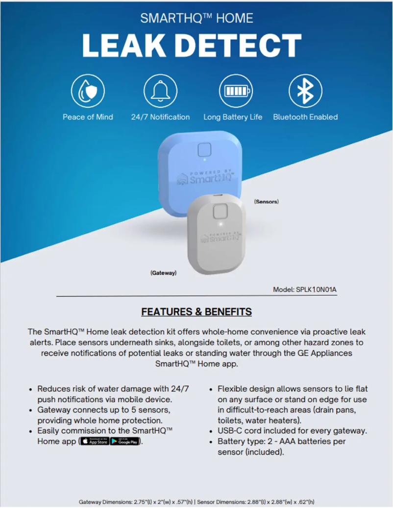 Page 1 de la notice Fiche technique GE SPLK10N01A