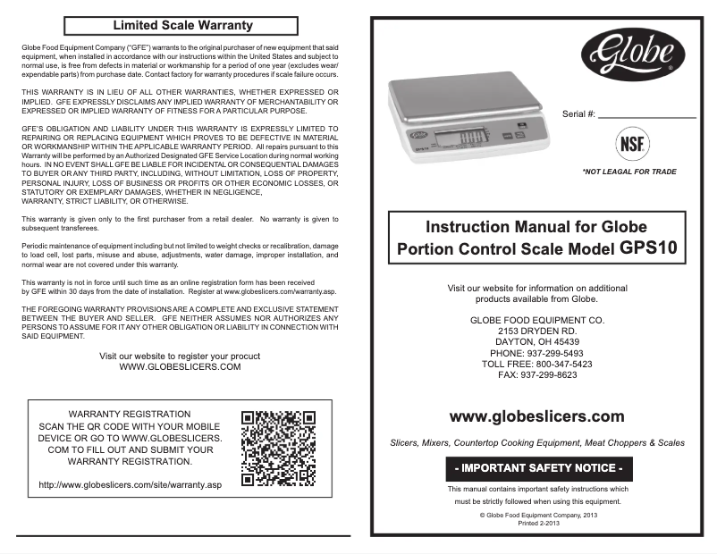 Page n°1 - Manuel utilisateur Globe GPS10