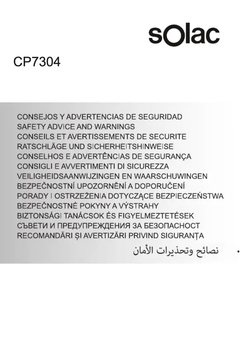 Page 1 de la notice Instructions de sécurité Solac CP7304