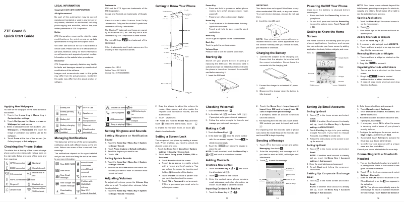 Page 1 de la notice Manuel utilisateur ZTE Grand S