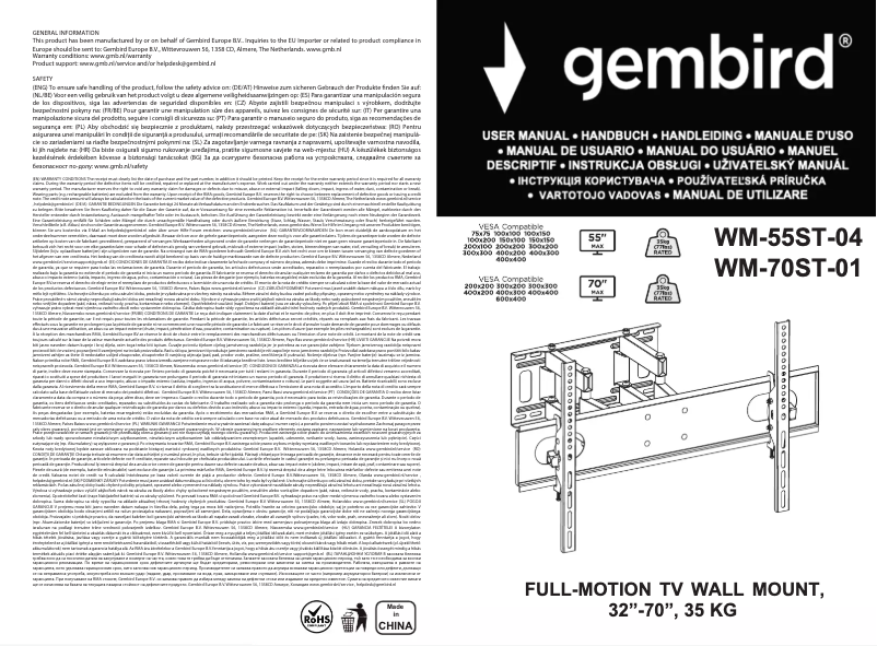 Page 1 de la notice Manuel utilisateur Gembird WM-55ST-04
