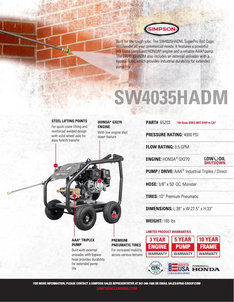 Page n°1 - Fiche technique Simpson SuperPro SW4035HADM-S