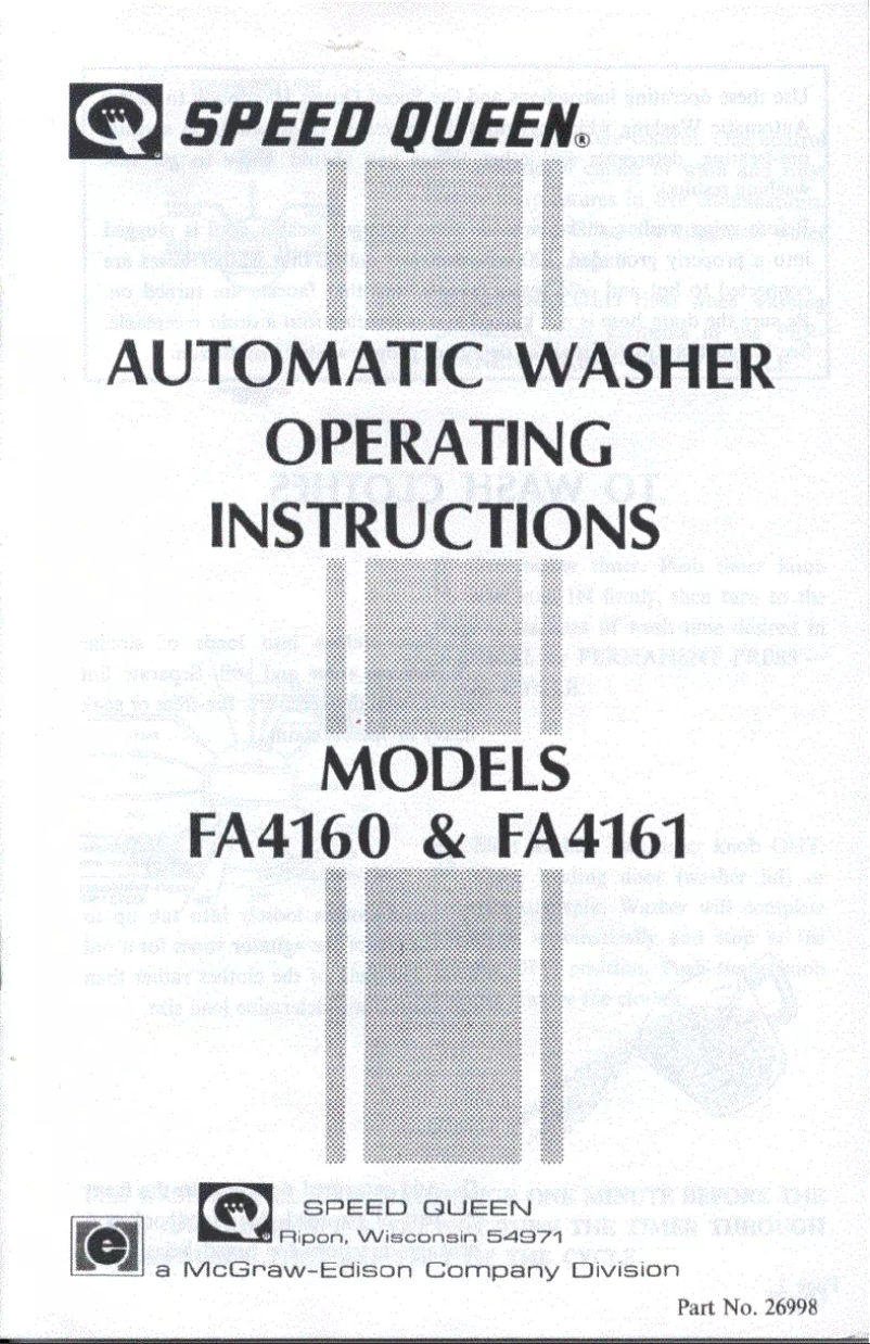 Page n°1 - Manuel utilisateur Speed Queen FA4161