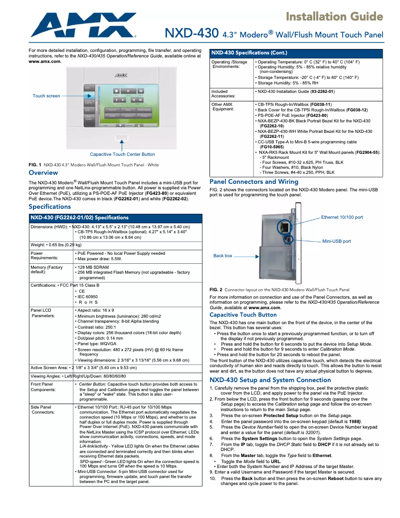 Page 1 de la notice Manuel utilisateur AMX Inspired XPress IS-SPX-1300K