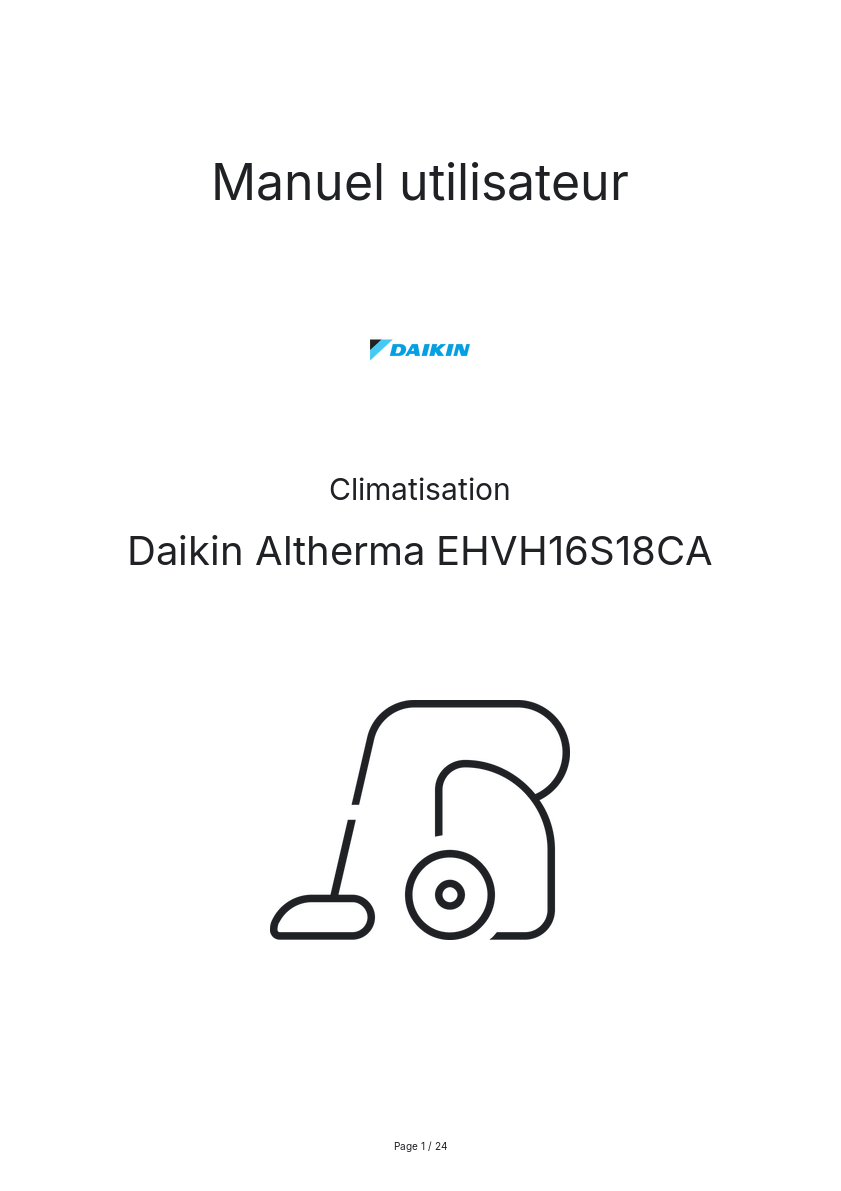 Page n°1 - Manuel utilisateur Daikin Altherma EHVH16S18CA