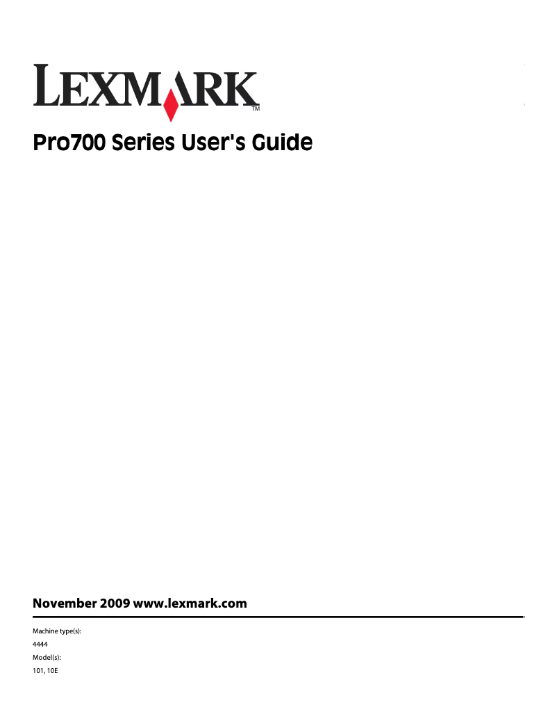 Page 1 de la notice Manuel utilisateur Lexmark Prevail Pro 705