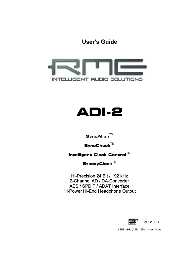 Page 1 de la notice Manuel utilisateur RME ADI-2