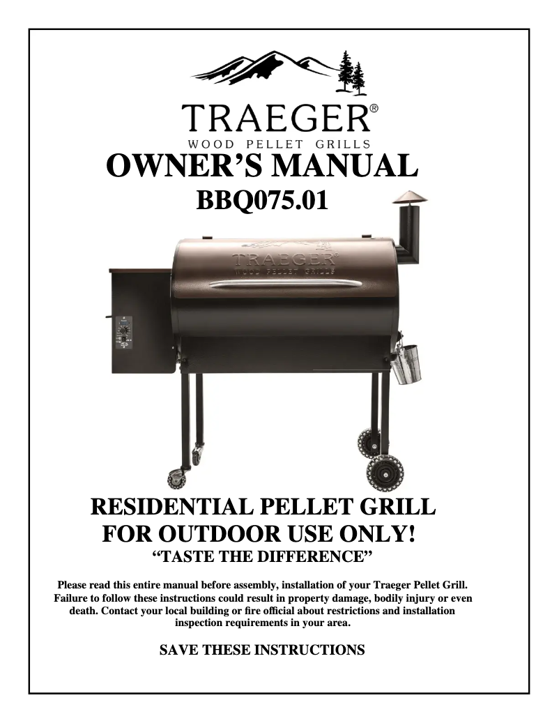 Page 1 de la notice Manuel utilisateur Traeger Texas BBQ075.01