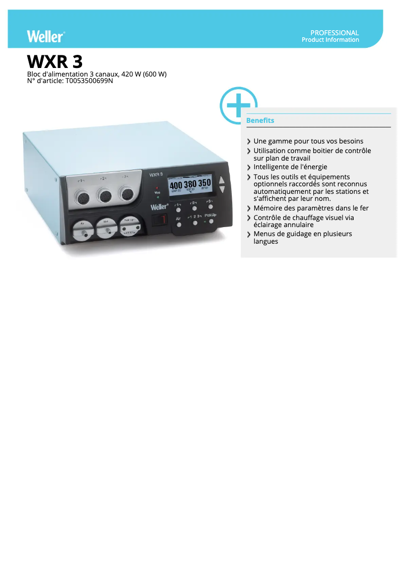 Page n°1 - Fiche technique Weller WXR 3