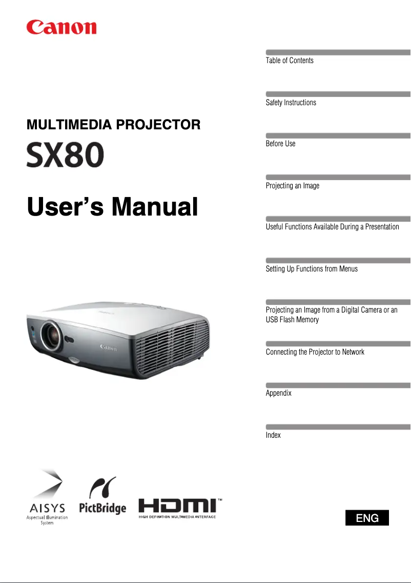 Page 1 de la notice Manuel utilisateur Canon REALiS SX80 D