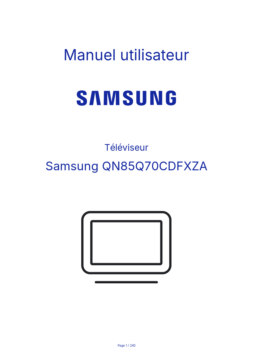 Page 1 de la notice Manuel utilisateur Samsung QN85Q70CDFXZA